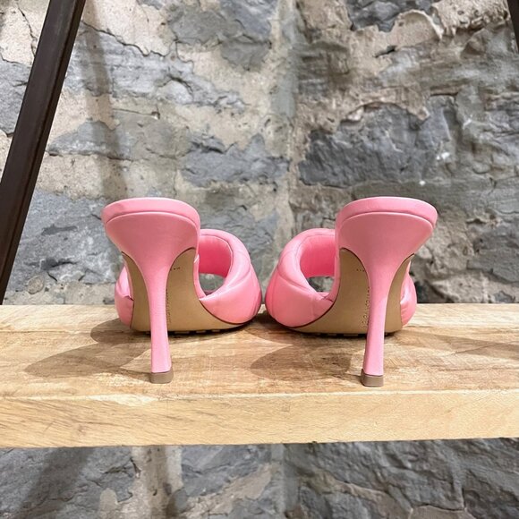 Bottega Veneta Blossom Pink Leather The Rubber Lido Heeled Sandals - Picture 6 of 11